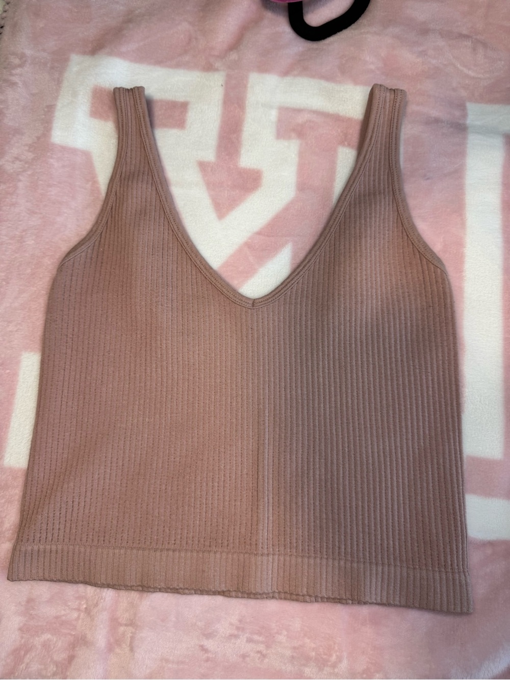 Free People Ribbed V-Neck Tank - Mauve Pink